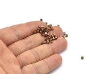 100 Copper Brass Tiny Square Cube Spacer Beads (2.5 Mm) (b0077)