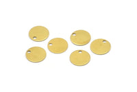 Brass Necklace Tag, 50 Raw Brass Round Tags, Charms, Findings, Stamping Tag (8mm) Brs75 A0288