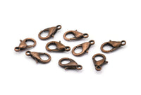 Vintage Copper Clasps, 100 Antique Copper Lobster Claw Clasps (12x6mm) P502 A0401