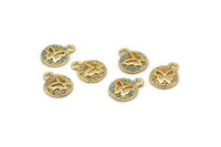 Gold Butterfly Charm, 4 Gold Plated Butterfly, Cubic Zircon, CZ Pave Butterfly Charm, Zircon Charm Pendants (8x10mm) SY0015