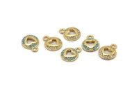 Gold Heart Charm, 4 Gold Plated Heart, Cubic Zircon, CZ Pave Heart Charm, Zircon Charm Pendants (8x10mm) SY0012