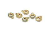 Gold Heart Charm, 4 Gold Plated Heart, Cubic Zircon, CZ Pave Heart Charm, Zircon Charm Pendants (8x10mm) SY0012