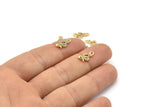Gold Snake Charm, 4 Gold Plated Snake, Cubic Zircon, CZ Pave Snake Charm, Zircon Charm Pendants (6x12mm) SY0014