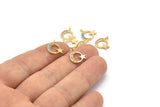 Gold Star Charm, 4 Gold Plated Moon, Cubic Zircon, CZ Pave Star Charm, Zircon Charm Pendants, Moon And Star (11x12mm) SY0011
