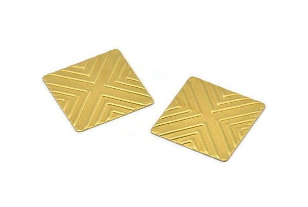 Square Textures Blank, 20 Raw Brass Square Textured Blanks (20mm) Brs 673-0 A0171