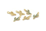 Gold Cactus Charm, 4 Gold Plated Cactus, Cubic Zircon, CZ Pave Cactus Charm, Zircon Charm Pendants (7x14mm) SY0006
