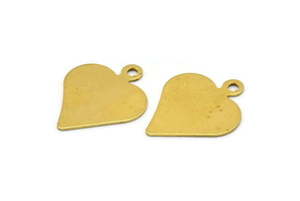 Heart Necklace Finding, 50 Raw Brass Heart Stamping Tags, Charms, Findings (16x13mm) A0532