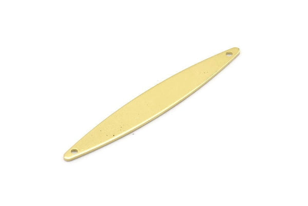 Brass Oval Charm, 12 Raw Brass Marquise Charms With 2 Holes, Connectors (50x7x0.80mm) M02522