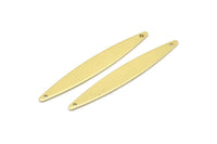 Brass Oval Charm, 12 Raw Brass Marquise Charms With 2 Holes, Connectors (50x7x0.80mm) M02522