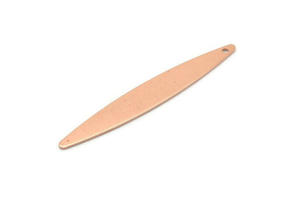 Copper Oval Charm, 8 Raw Copper Marquise Charms With 1 Hole (50x7x0.80mm) M02514