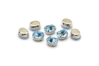 10 Blue Topaz Swarovski Crystal Silver Prong Setting 10x8 Mm