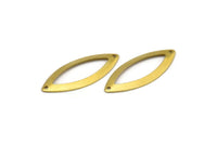 Brass Marquise Connector, 25 Raw Brass Marquise Middle Hole Charms with 2 Holes Findings  (35x14mm) Brs 608  A0207