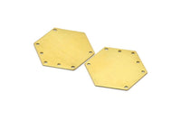 8 Raw Brass Hexagon Blanks 7 Holes (35x0.80 Mm) A0802