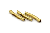 Raw Brass Tube, 24 Raw Brass Curved Textured Tube Findings (31x5mm) A0724