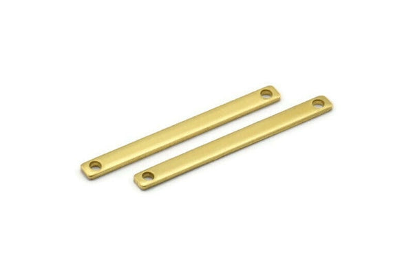 Brass Minimalist Connector, 60 Raw Brass Bars With 2 Holes (35x3x1mm) Brc141--a0829