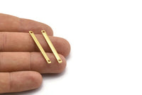 Brass Minimalist Connector, 60 Raw Brass Bars With 2 Holes (35x3x1mm) Brc141--a0829
