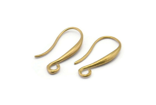 6 Raw Brass Earring Wires , Earring Hooks (19x9 Mm) Bs 1024 - Y069