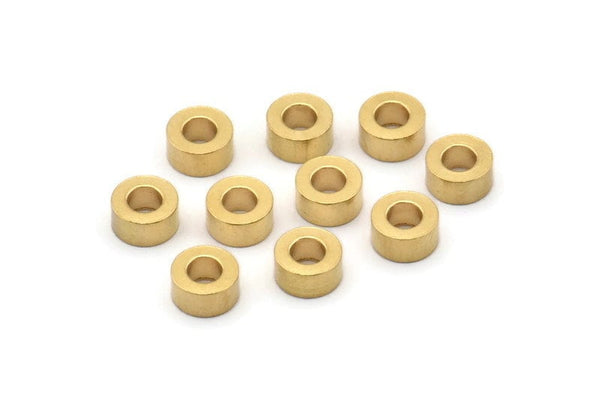 50 Pcs Raw Brass Industrial Findings, Spacer Beads (6 X 3mm) A0435