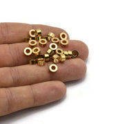 Brass Industrial Spacer Beads - 25 Raw Brass Industrial Findings, Spacer Beads (6x3mm) A0435