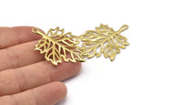 Pirinç Çınar Kolye, 2 Ham Pirinç Yaprak Tılsımı (44x33mm) N0428