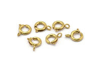 9mm Brass Clasps - 20 Raw Brass Round Ring Clasps (9mm) 1706 A0428