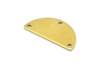 Brass Circle Blank, 24 Raw Brass Semi Circle Blanks With 3 Holes (25x12.5x0.80) A0882