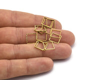 Square Ring Pendant, 50 Raw Brass Textured Square Findings (10mm) A0576