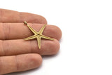 Brass Starfish Charm, 4 Raw Brass Starfish Charms With 1 Loop, Pendants, Jewelry Supplies, Findings (35x31x2mm) SY0048