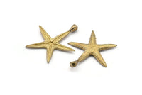 Brass Starfish Charm, 6 Raw Brass Starfish Charms With 1 Loop, Pendants, Jewelry Supplies, Findings (26x24x1.5mm) SY0051