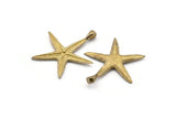 Brass Starfish Charm, 6 Raw Brass Starfish Charms With 1 Loop, Pendants, Jewelry Supplies, Findings (26x24x1.5mm) SY0051
