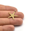 Brass Starfish Charm, 6 Raw Brass Starfish Charms With 1 Loop, Pendants, Jewelry Supplies, Findings (26x24x1.5mm) SY0051