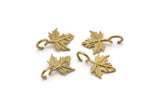 Brass Leaf Charm, 24 Raw Brass Leaf Charms With 1 Loop, Earrings, Findings (16x11x1.2mm) SY0076