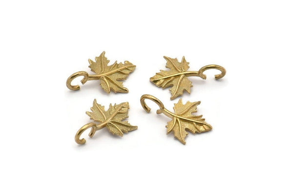 Brass Leaf Charm, 24 Raw Brass Leaf Charms With 1 Loop, Earrings, Findings (16x11x1.2mm) SY0076