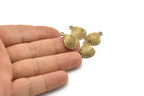 Brass Shell Charm, 4 Raw Brass Sea Shell Charm With 1 Loop (20x16mm) SY0055