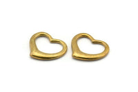 Brass Heart Blank, 2 Raw Brass Heart Blanks, Connectors, Findings (21x24x3mm) SY0043