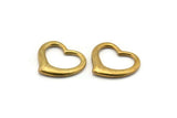 Brass Heart Blank, 2 Raw Brass Heart Blanks, Connectors, Findings (21x24x3mm) SY0043