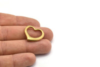Brass Heart Blank, 2 Raw Brass Heart Blanks, Connectors, Findings (21x24x3mm) SY0043
