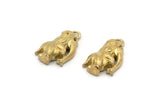 Brass Elephant Charm, 6 Raw Brass Elephant Charm With 1 Loop (16x10mm) SY0053