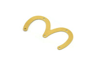 W-3 Shape Brass Connector, 10 Raw Brass W Connectors (35x19x0.45mm) Y225