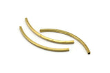 Square Curved Tubes, 50 Square Curved Raw Brass Tube Beads (48x2x2mm) Sq530 Brc287