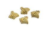 Brass Shell Charm, 10 Raw Brass Cowrie Shell Charm With 1 Loop (11mm) SY0038