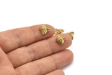 Brass Shell Charm, 10 Raw Brass Cowrie Shell Charm With 1 Loop (11mm) SY0038