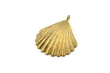 Brass Shell Charm, Raw Brass Sea Shell Charm With 1 Loop (28x24mm) SY0069