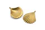Brass Shell Charm, Raw Brass Sea Shell Charm With 1 Loop (28x24mm) SY0069