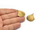 Brass Shell Charm, Raw Brass Sea Shell Charm With 1 Loop (28x24mm) SY0069