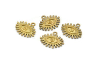 Brass Eye Charm, 6 Raw Brass Eye Charms With 1 Loop, Pendants (17x20mm) SY0049