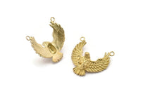 Brass Eagle Charm, 2 Raw Brass Eagle Pendants With 2 Loops (28x17mm) SY0066
