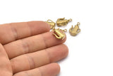 Brass Teapot Charm, 6 Raw Brass Teapot Charms With 1 Loop, Findings (18x11mm) SY0035