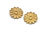 Brass Daisy Charm, 4 Raw Brass Flower Charms With 1 Loop (21mm) SY0039