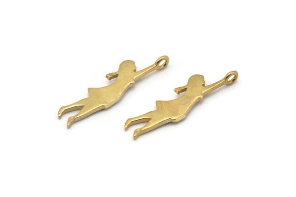 Brass Girl Charm, 24 Raw Brass Girl Charms With 1 Loop (20x5x0.90mm) SY0061